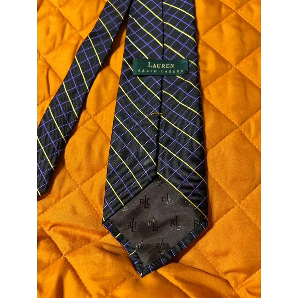 Lauren Ralph Lauren Men's Black Plaid 100% Silk Tie